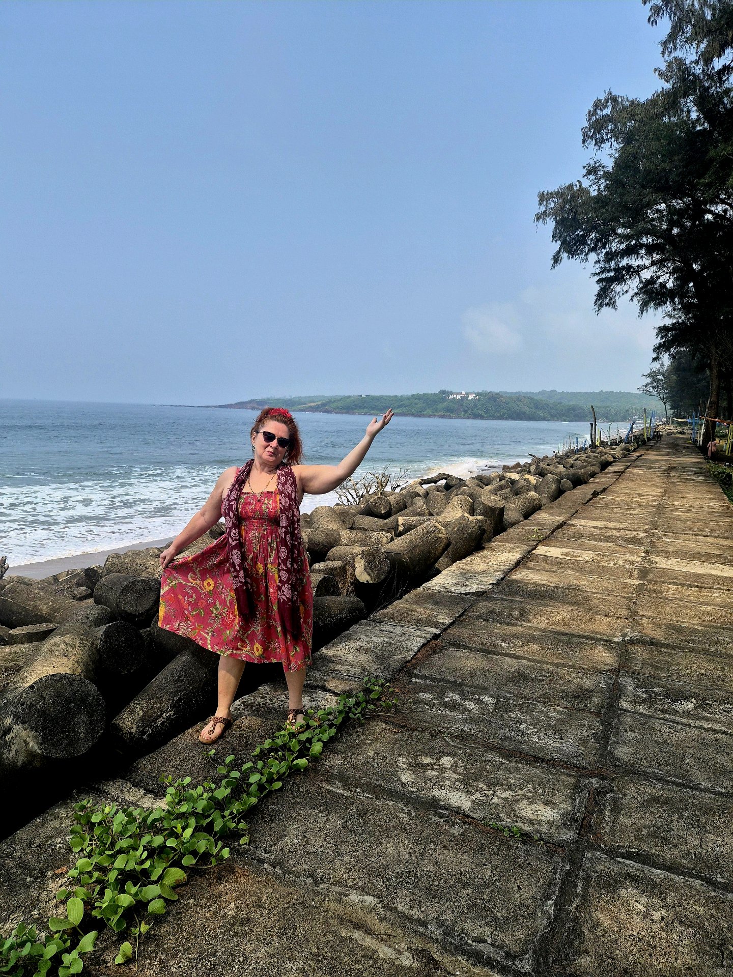 A peaceful moment by the sea and coastal walkway