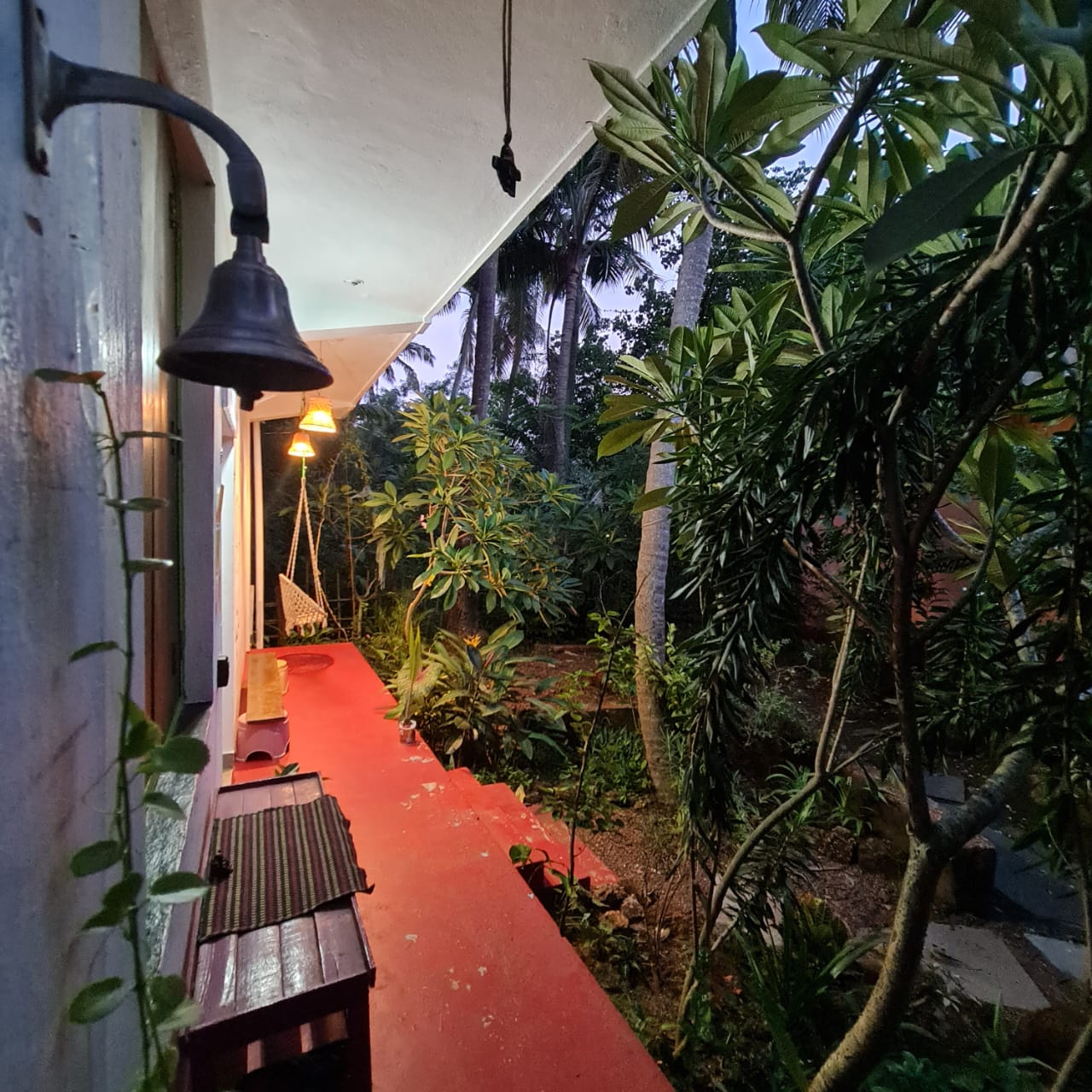 The garden-facing veranda in the evening